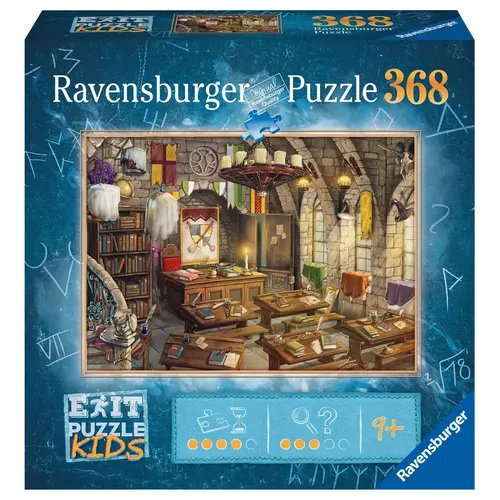 Ravensburger EXIT Puzzle Kids - In der Zauberschule, 368 Teile für Kinder ab 9 Jahren, spannendes Rätsel-Abenteuer mit geheimnisvollem Motiv