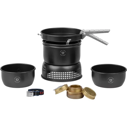 Trangia Sturmkocher Set klein 37-5 UL Spiritus - Kompakter Campingkocher für 1-2 Personen, ideal für minimalistische Backpacker. Mit Non-Stick Töpfen und Bratpfanne perfekt für die Outdoorküche.