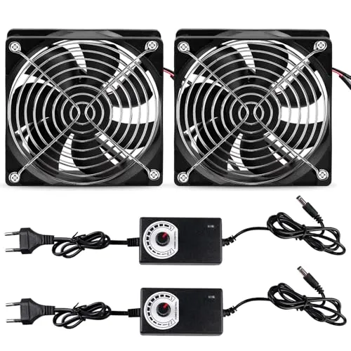 Stück Mini Abluftventilator 120mm, DC12V Rauchabzug Ventilator, Mini Absaugventilator 2750rpm, Axiallüfter, 12v Radiallüfter mit Einstellbare Geschwindigkeit, Zuluft Ventilator für Growzelt DIY BBQ 2