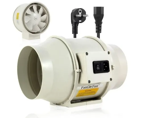 FanGoFast Rauch-, Damp-, Kanal-, Gewächshaus Ventilator 125 mm Inline