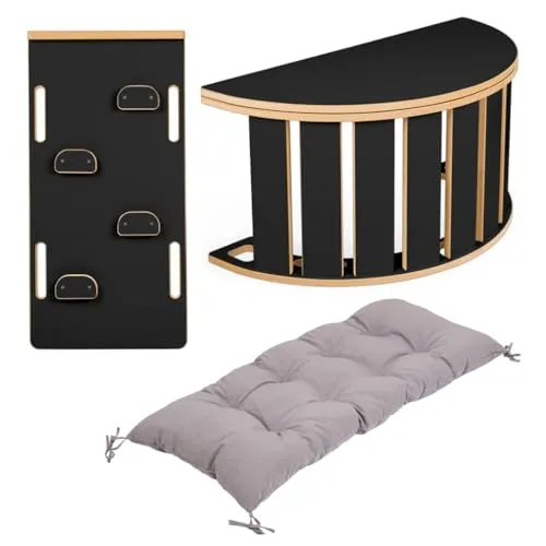 OBUBU - Kletterbogen ab 1 Jahr - Klettergerüst Indoor - 4in1 Set Spielbogen mit Kissen, Rutsche und Tischbrett - Kinder Spielzeug, Schwarz