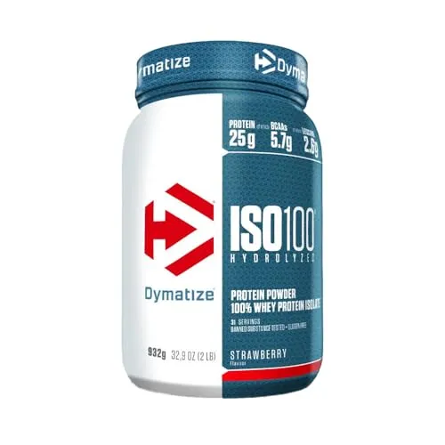 Dymatize ISO 100 Strawberry 900 kg - Molkenprotein-Hydrolysat + Isolat Pulver