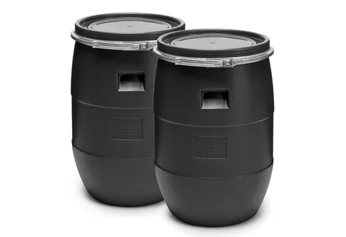 Garronda Set 2X 60 Liter Deckelfass - 2er Set Weithalsfässer aus HDPE, BPA-frei und ideal für Garten, Haus und Werkstatt. Perfekt für die Aufbewahrung von Lebensmitteln oder als Regenwasserfass.