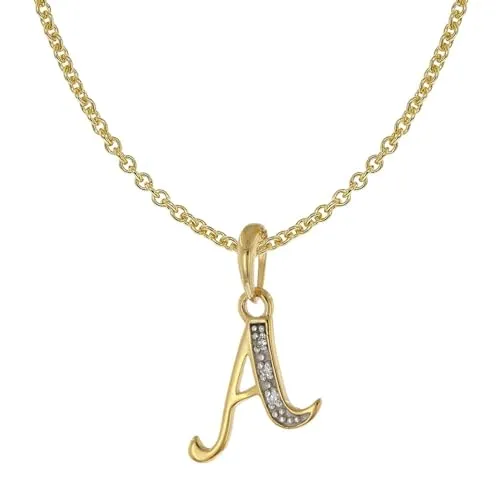 trendor Buchstaben-Anhänger A Gold 333/8K mit vergoldeter Silberkette modisches Schmuckstück aus Echtgold für Damen, tolle Geschenkidee, 41520-A-45 45 cm
