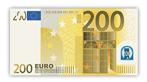 XL Poster 200 Euro Format 84 x 43 cm - Hochwertiges 200 € Poster im Format 84 x 43 cm aus glänzendem Bilderdruckpapier (135 g/m²). Ideal für kreative Dekoration und als Blickfang in jedem Raum.