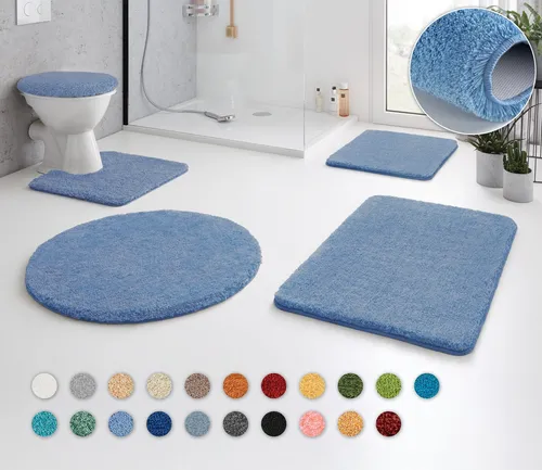 Kleine Wolke Badematte RELAX, rund 100 cm - Badteppich aus 100% Polyacryl, rutschhemmend und fußbodenheizungsgeeignet, ideal für Sicherheit und Komfort im Badezimmer.