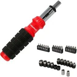 Juego de Destornillador Carraca con 29 piezas. (12 vasos y 16 Puntas)