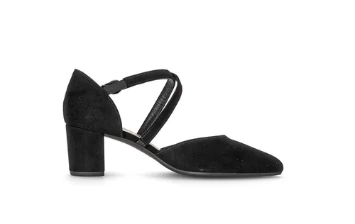 Gabor Damen Riemchen Pumps - Elegante Damen-Pumps aus feinem Rauleder und Glattleder mit 6 cm Blockabsatz, ideal für besondere Anlässe und Abendveranstaltungen.