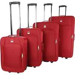 SIGN Stoffkoffer Trolley Reisekoffer Set (4er, Rot) - Koffer Set aus superleichtem Nylon mit Trolleyfunktion, stabil und stapelbar für einfaches Verstauen – ideal für jede Reise.