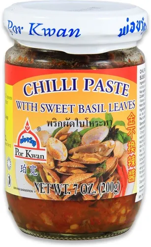 [ 200g ] POR KWAN Chili Paste mit süßem Basilikum/Chilli Paste with Sweet Basil