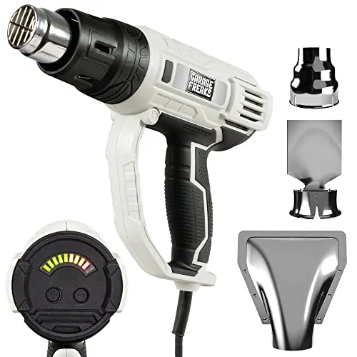 Garage Freaks Heißluftpistole mit 5 m Kabel - Heißluftpistole für Fahrzeugfolierung und Haushalt, Heiztemperatur bis max. 600°C, inklusive Reduzier- und Reflektordüse für vielseitige Anwendungen.
