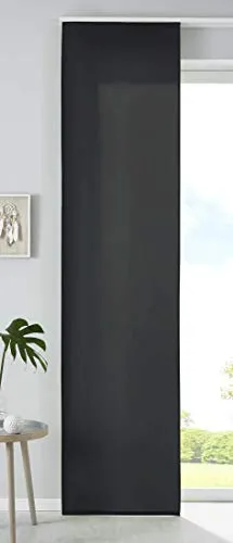1er Set Schiebegardine Flächenvorhang Mikrofaser Vorhang Gardine Raumteiler HxB 245x60 cm Schwarz Matt Paneelwagen Beschwerungsstange, 85600N