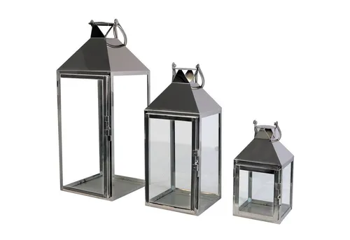Mojawo Traumhaftes 3er Set Luxus XXL Gartenlaterne - Lampen – Elegantes 3er Set aus rostfreiem Edelstahl, ideal für jeden Einrichtungsstil. Perfekt für stimmungsvolle Abende im Garten!