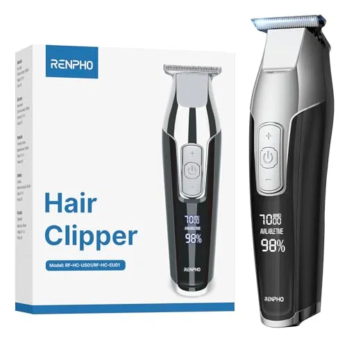 RENPHO Haarschneidemaschine Profi - Haarscherer mit leistungsstarkem Motor und selbstschärfenden Klingen. Ideal für präzise Haarschnitte und kabellose Nutzung dank 4,5 Stunden Betriebszeit. Perfekt für Zuhause oder unterwegs.