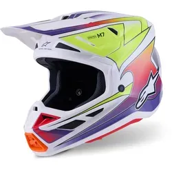 Alpinestars S-M7 Fuse Motocross Helm – Weiß-Mehrfarbig, Größe M - Hochwertiger Motocross Helm mit ECE 22-06 Zertifizierung. Leicht und sicher, ideal für anspruchsvolle Fahrer. Doppel D-Ring Verschluss sorgt für optimalen Halt.