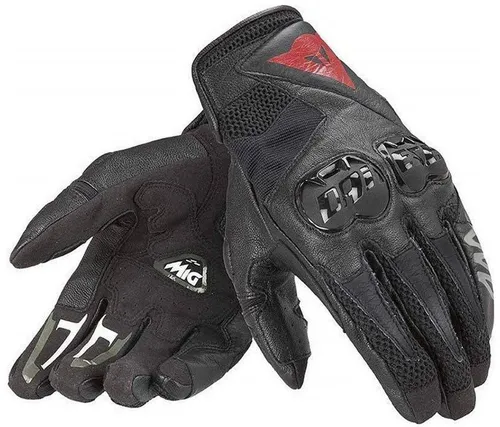 Dainese Mig C2 Motorradhandschuhe XL, schwarz - Motorradhandschuhe mit vorgekrümmten Fingern und verstellbaren Bündchen für optimalen Komfort und Sicherheit während der Fahrt.