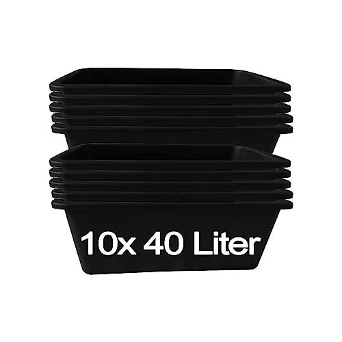 Hossi's Wholesale – 10 Stück Mörtelwanne 40 Liter für Baustelle, Haushalt, Garten, Industrie UVM. – Mörtelkübel für Mörtel, Beton, Schutt & Baustoffe – extrem Stabiler Baueimer mit verstärktem Boden