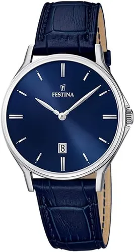 Festina Herrenarmbanduhr Klassik Quarz Edelstahl Lederarmband - Elegante Herrenarmbanduhr mit Quarzwerk und 50 m Wasserdichtigkeit. Perfekt für den täglichen Gebrauch und besondere Anlässe.