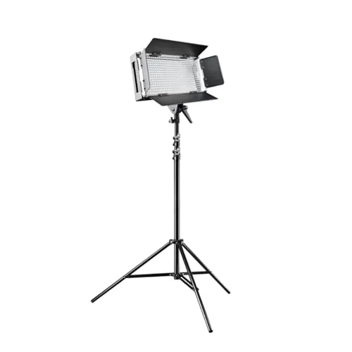 Walimex pro LED 500 Flächenleuchte mit Lampenstativ - Dauerlichter, dimmbare LED-Flächenleuchte aus Aluminium für professionelle Beleuchtung in Fotostudios und bei Events.