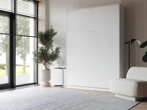 Schrankbett Classico 140x200 cm Vertikal Weiß mit Gasdruckfedern - Platzsparendes Schrankbett für vielseitige Nutzung. Die modernen Gasdruckfedern ermöglichen ein müheloses Öffnen und Schließen. Ideal für Jugendzimmer, Büros oder Gästezimmer.