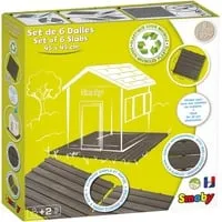 Smoby Bodenplatten-Set für Spielhäuser - 6 rutschhemmende Fliesen in Holz-Optik, aus recyceltem Kunststoff, perfekt für kreative Spielflächen im Garten