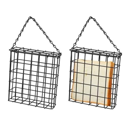 Vogelfutterspender aus Metalldraht, 2 Stück Hängender Käfig Vogelfutterstation mit Offenem Gitter, Wildvögel Futterkorb für den Außenbereich, Garten, Balkon, Baumzweig