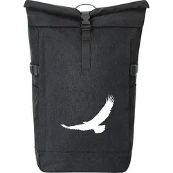 Huuraa Kurierrucksack Eagle Silhouette Adler Geschenk 30-44 Liter Black Melange Fairtrade Rolltop Rucksack Eagle Silhouette Geschenkidee - Schwarz