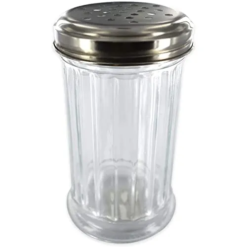 Fackelmann 46883 Puderzuckerstreuer Parmesanreibe, Glas, weiß, 13 x 8 x 8 cm