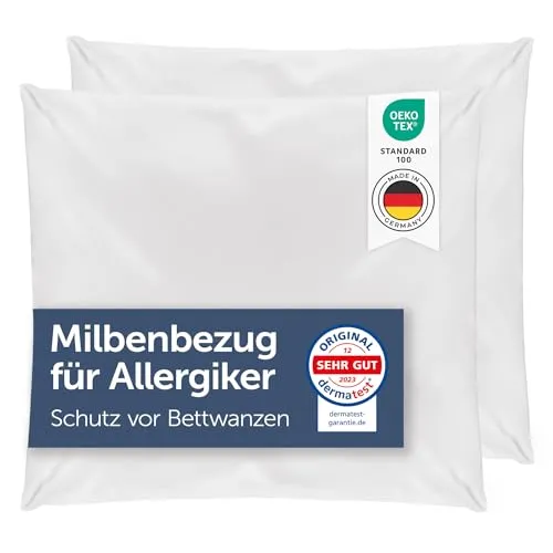 Blumtal® Milbenbezug Kissen 50x50 cm 2er Set in weiß von Blumtal