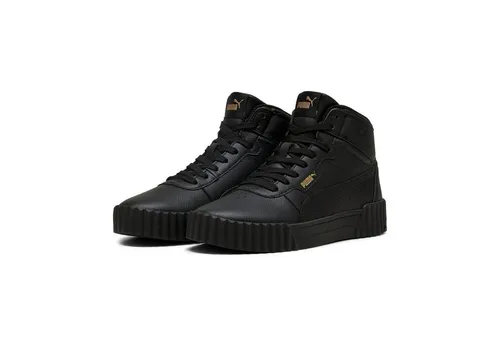 PUMA Damen Carina 3.0 Mid Sneaker, Schwarz Gold, 38 EU - Damen-Sneaker mit stylischem Mid-Design und Komfort, ideal für sportliche Looks und den Alltag.