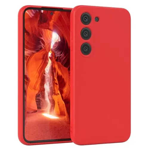 EAZY CASE - Silikonhülle für Galaxy S23 Hülle Silikon Case Rot weich stoßfeste Handyhülle Schutzhülle mit Kameraschutz Dünn Premium Schutz Cover TPU Phone Bumper in Mattrot