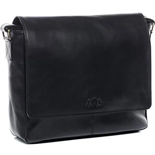SID & VAIN große Laptoptasche Messenger Bag aus echtem Leder - 15 Zoll Business-Tasche Spencer XL - Elegante Messenger Bag aus hochwertigem Anilinleder (39 x 30 x 12 cm) mit Laptopfach. Ideal für Arbeit, Schule oder Freizeit – bietet ausreichend Stauraum und hohen Tragekomfort. Handgefertigt in Deutschland für Stil und Langlebigkeit.