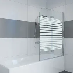 100x140cm Duschwand für Badewanne 2 TLG. Duschtrennwand mit Milchglas Streifen Badewannenaufsatz 6mm ESG glas teilsatiniert Badwannenfaltwand - Bunt