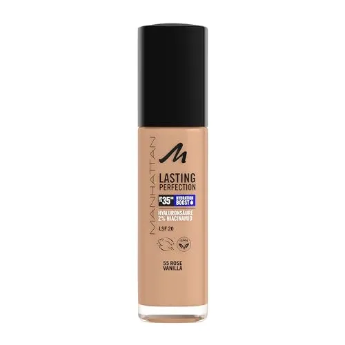 Manhattan Lasting Perfection 35 HR Make-up, ultra-langanhaltendes Flüssig-Make-up, Fb. 55, Rose Vanilla
