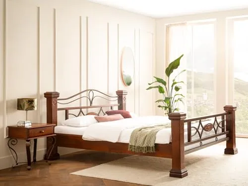 massivum Massivholzbett Byzanz – Elegantes Design in Braun in braun von Woodkings