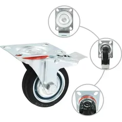 vidaXL 8 Stk. Lenkrollen 75 mm mit Bremsen - Transportroller für Möbel und Werkbänke, geräuschlos und bodenschonend dank Gummioberfläche, max. Belastbarkeit 50 kg pro Rolle.