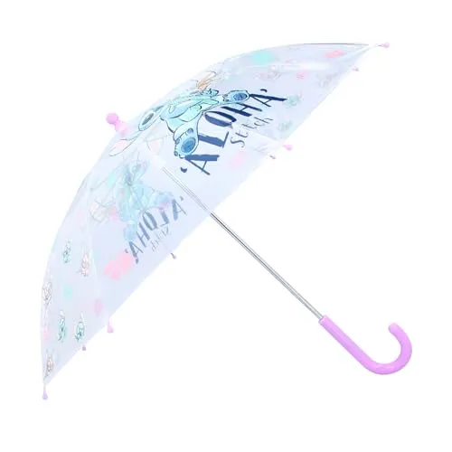 Stockschirm | lila & transparent | Disney Stitch | Kinder Regenschirm