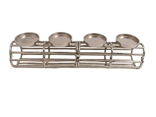 Adventskranz Kerzenhalter Aluminium Silber Metall 51 x 13 cm Weihnachten