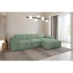 Kaiser Möbel Ecksofa Siena L-Form, Stoff Velo Olive Rechts - Ecksofa Siena – Stilvolles L-Form Sofa mit hochelastischem Schaumstoff für optimalen Komfort und Anpassungsfähigkeit in jedem Wohnzimmer.