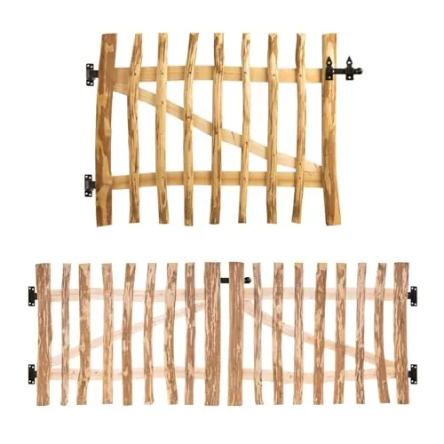 BooGardi Gartentor Holz Bausatz · 168 Größen bis 3m · Breite 300 cm Höhe 140 cm Lattenabstand 3-5 cm · Staketentor Haselnuss · Doppeltor · Gartentür