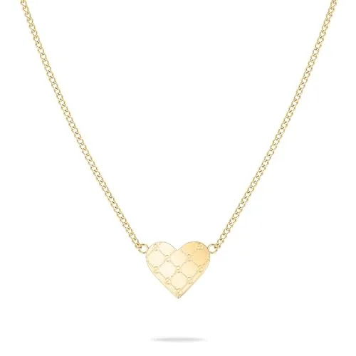 Tamaris Halskette TJ-0526-N-45 IP Gold - Ketten für Damen: Elegante Herzkette aus hochwertigem Edelstahl mit Logomania Prägung, ideal als Geschenk für besondere Anlässe.