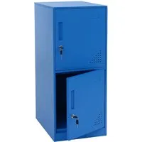 MCW Spind P63 Blau - 2-türiger Stauraum mit hoher Stabilität - Robuster Spind aus 0,5 mm kaltgewalztem Stahlblech, pulverbeschichtet für Langlebigkeit. Ideal für Umkleiden und Büros. Mit Drehriegelschloss und Lüftungsschlitzen für optimale Nutzung.