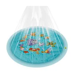 KRUZZEL Poolsprüher Gartensprinklermatte 150 cm für Kinder - Stabile Wassermatte in Blau für Outdoor-Spaß, geprüft nach EU-Normen. Ideal für heiße Tage, sorgt für erfrischende Wasserfontänen und sicheres Spielen im Garten.
