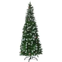 Costway Künstlicher Bleistift Weihnachtsbaum 180cm mit Kiefernzapfen - Hochwertiger, langlebiger Weihnachtsbaum mit 630 Zweigspitzen und 29 Kiefernzapfen. Ideal für eine festliche Atmosphäre in jedem Wohnzimmer. Maße: 65 x 180 cm (B x H).
