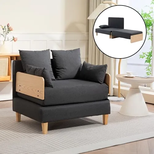 [en.casa] Schlafsofa Seinlus 1-Sitzer mit Schlaffunktion - Multifunktionales Sofa für kleine Räume: Schnell in ein bequemes Bett umwandelbar, mit Nosagfederung für optimalen Komfort – perfekt für Gästezimmer oder als stylishes Einzelsofa.