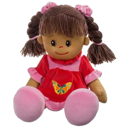 Heunec 470873 - Poupetta Lucy mit braunem Haar XL, Braun/Rot
