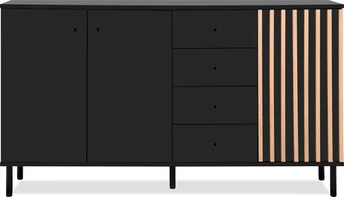 Calicosy Anrichte L160 cm Monza Eiche Artisan und Schwarz - Buffet mit modernem Design, bietet zusätzlichen Stauraum und viele Fächer zur optimalen Organisation Ihrer Gegenstände.