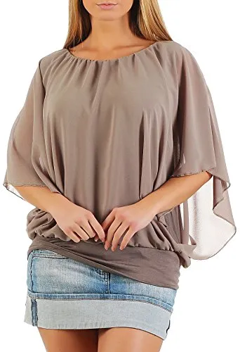 Malito Damen Bluse im Fledermauslook - Modische Bluse in Oversize Schnitt mit breitem Bund und Leo-Print, bequem in Einheitsgröße von 34 bis 42, ideal für Alltag und besondere Anlässe.