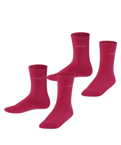 ESPRIT Unisex Kinder Socken Foot Logo Multipack K So Baumwolle einfarbig 2 Paar, Rot Scarlet 8859, 31-34