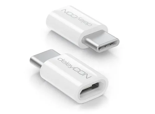 deleyCON deleyCON 2x Micro USB auf USB-C Adapter Handy Smartphone Tablet USB-Adapter
